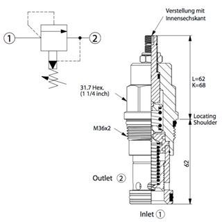 Bild von Druckbegr.Ventil RP-16A-20-C-L, 380 lpm