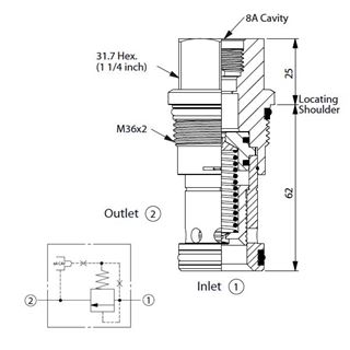 Bild von Druckbegr.Ventil RP-16A-20-W-8, 380 lpm